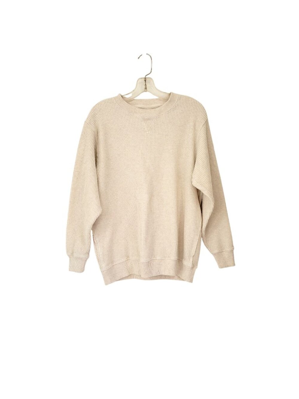 Aerie Beige Waffle Knit Oversized Pullover Thermal Top Woman's XS